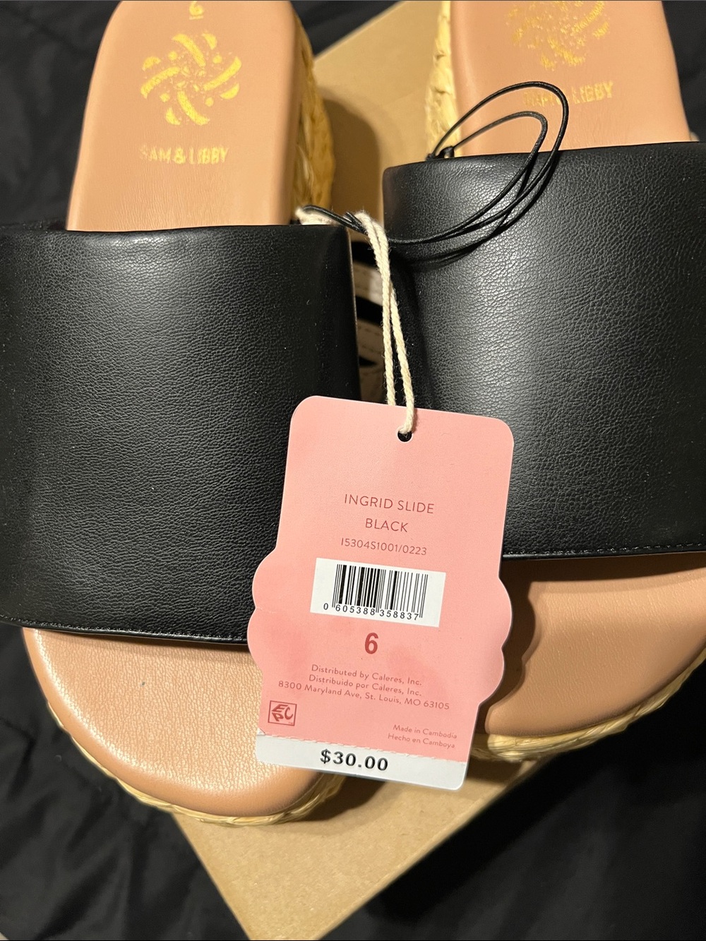 Sam & Libby Black Slide Espadrille Wedge Sandals - Picture 5 of 5